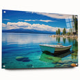 Acrylic print of Lake Tahoe with vibrant blue and green tones, ideal for dining room decor.