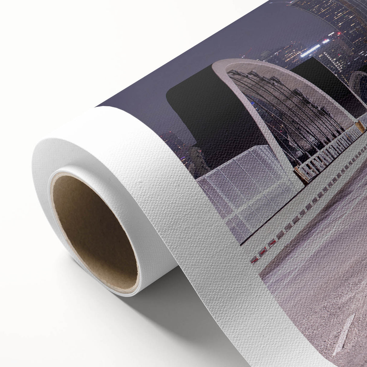 Art deco poster of Los Angeles skyline in pastel shades on rolled canvas, suitable for nursery wall art.