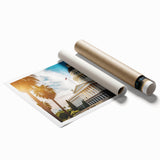 Extra large rolled print of a floral art scene featuring muted green and pink tones, ideal for classy bathroom wall art.