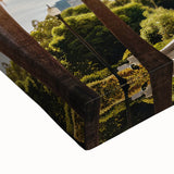 Large art featuring a black and white landscape painting of Sacramento on stretched canvas, suitable for bedroom decor.