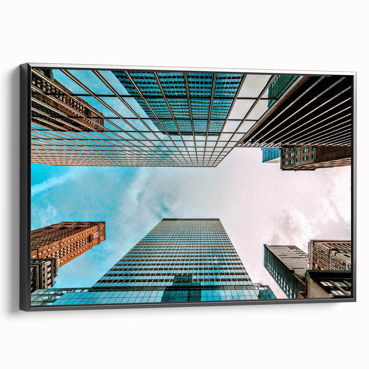 Black and white wall art of the San Francisco skyline on framed canvas, suitable for bedroom decor.