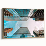 Framed canvas depicting a vintage-style landscape of San Francisco in black and gold tones, ideal for bedroom wall art.