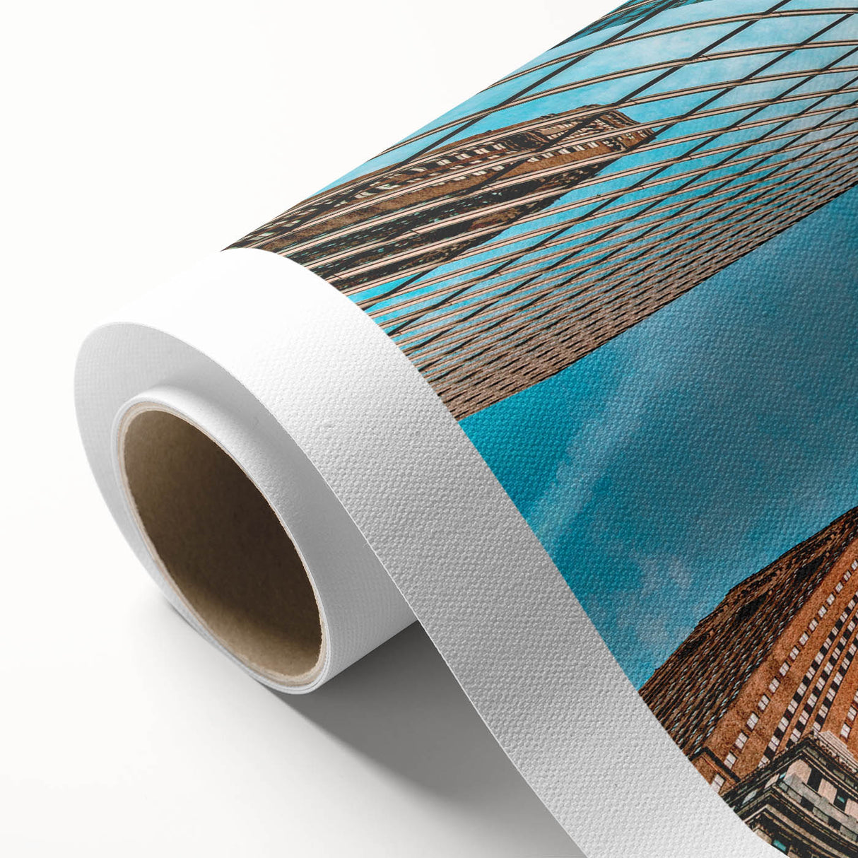 Art Deco style poster of San Francisco skyline in pastel shades on rolled canvas, ideal for nursery wall art.