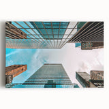 Black and white photo of the San Francisco skyline on stretched canvas, suitable for kitchen wall art.