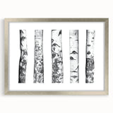 Textured abstract art print of Aspen, Colorado in muted earth tones on a framed silver mat, suitable for bedroom decor.