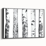 Black and white framed canvas of Aspen, Colorado landscape, ideal for bedroom wall decor.