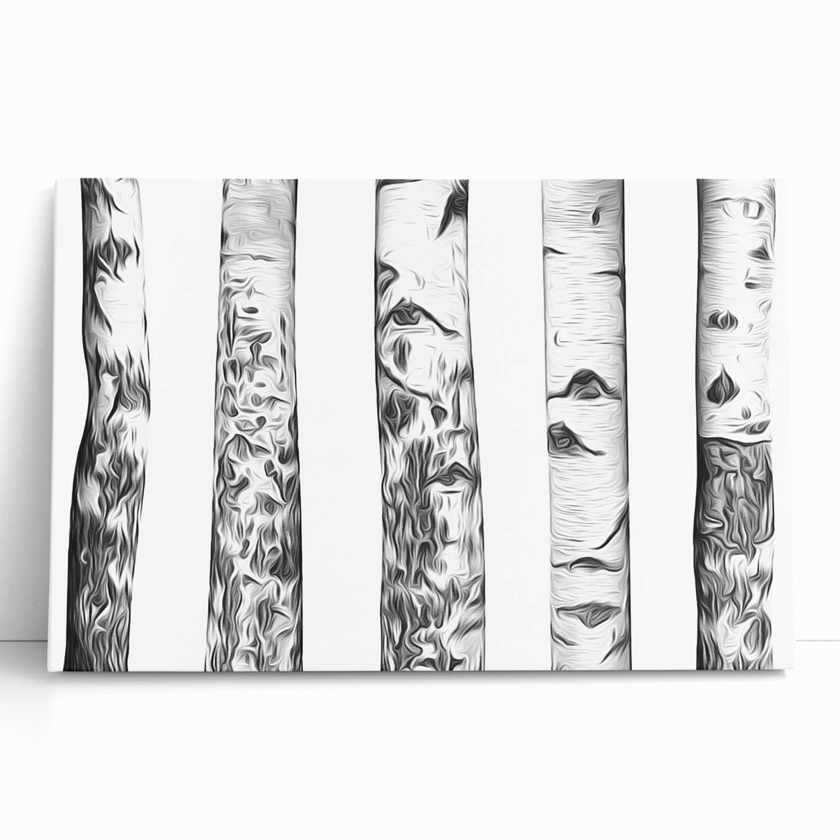 Black and white photograph of Aspen trees on stretched canvas, ideal for kitchen wall art or bedroom ambiance.