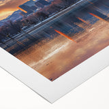 Art deco poster of Denver skyline in monochrome shades on rolled canvas, suitable for dining room wall art.