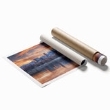 Extra large rolled print of Denver scenery with floral elements in soft color palette.