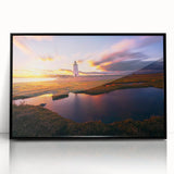 Large abstract wall art depicting a Connecticut landscape in muted earth tones on a framed acrylic.