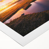 Art deco poster of Connecticut scenery in muted greens and blues on rolled canvas.