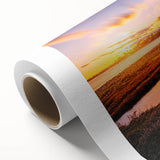 Art deco poster of Connecticut scenery on rolled canvas, featuring cool blue and green tones, ideal for nursery wall art.