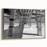 Framed canvas of Daytona landscape in vintage poster style, with muted gold and black tones, ideal for bedroom wall art.