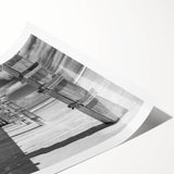 Extra large rolled print of line art flowers in black on white, ideal for large living room wall art.