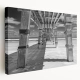 Daytona beach scene on large stretched canvas with bright blue and sandy tones, suitable for kitchen wall art.