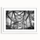 Abstract art print of Delaware scenery in muted earth tones on a framed white mat, suitable for dining room decor.