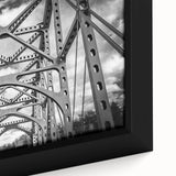 Close-up of textured black wall art depicting a colorful Delaware scenery on a framed canvas, ideal for living room decor.