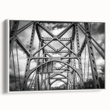 Vintage poster art of Delaware scenery on extra large framed canvas, featuring colorful art against a black background.