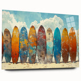 Large abstract wall art depicting the vibrant sunset over Kauai, printed on acrylic glass.