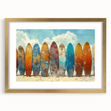 Abstract art print of Kauai landscape in textured style, featuring earth tones on a large framed canvas.