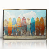 Mid-century modernist acrylic print of Kauai, Hawaii, with vibrant green and blue tones, ideal for modern art wall decor.