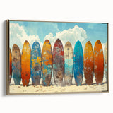 Framed canvas depicting a vintage-style landscape of Kauai, Hawaii in muted gold and black tones, ideal for bedroom wall art.