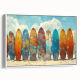 Vintage poster art of Kauai, Hawaii, featuring vibrant colors on extra-large framed canvas, ideal for living room decor.