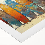 Art deco poster of Kauai landscape with vivid green and blue tones on rolled canvas, suitable for dining room wall art.