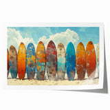 Rolled print of a Hawaiian landscape with lush greenery and waterfalls, in vibrant green and blue tones.