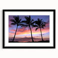 Abstract art print of vibrant, colorful Maui scenery on a large textured canvas, framed in black.