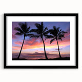 Abstract art print of vibrant, colorful Maui scenery on a large textured canvas, framed in black.