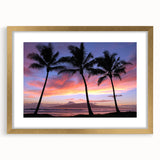 Extra large, textured abstract art print of a Maui, Hawaii scenery in a gold frame, ideal for living room decor.