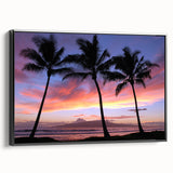 Black and white framed canvas depicting a vintage Maui landscape, ideal for bedroom wall decor.