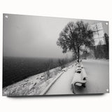 Acrylic print of a large abstract depiction of Idaho scenery in muted earth tones, suitable for bedroom or dining room decor.