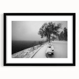 Extra large abstract art print of vibrant, textured Idaho scenery on a black framed canvas, ideal for living room décor.