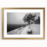 Extra large abstract art print of a textured Idaho scenery in muted earth tones, framed in gold, ideal for living room decor.