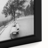 Extra large framed canvas of a textured Idaho scenery in black with colorful art accents, ideal for living room decor.