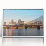 Art Deco poster featuring a scenic Kentucky landscape in soft pastel shades on a framed acrylic panel.