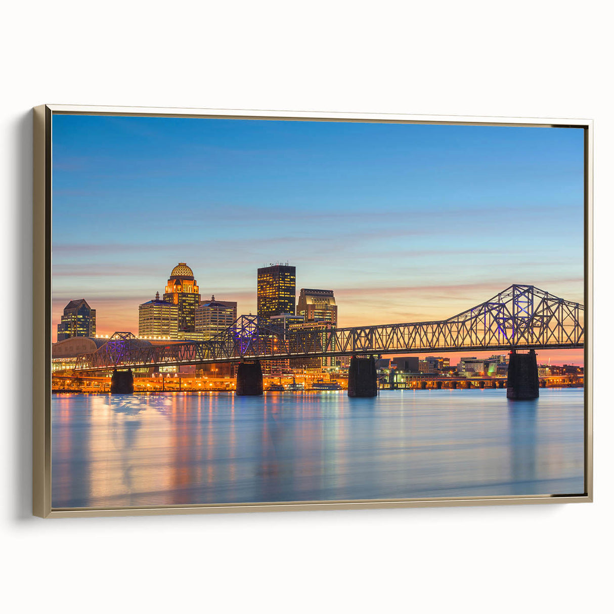 Framed canvas featuring a vintage-style Kentucky landscape with muted earth tones, ideal for bedroom wall art.