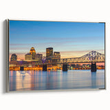 Framed canvas featuring a vintage-style Kentucky landscape with vibrant green tones, ideal for living room decor.