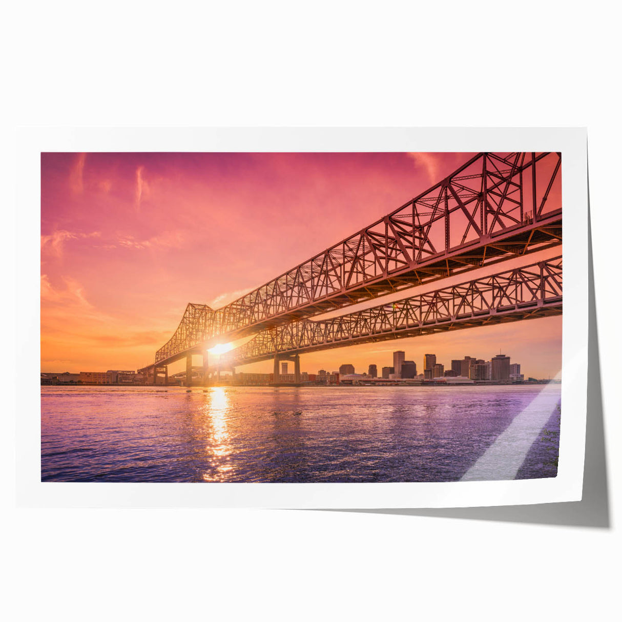 Rolled print of a New Orleans scenery in muted earth tones, ideal for art wall dining room placement.