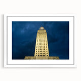 Abstract art print of Louisiana scenery in muted earth tones on a framed white mat, suitable for dining room decor.