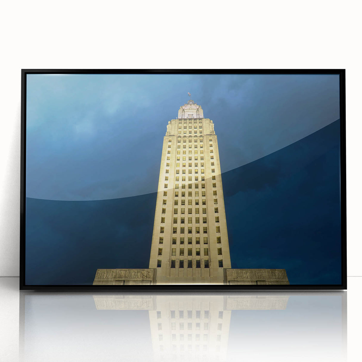 Large abstract wall art of a Louisiana landscape in muted earth tones on a framed acrylic.