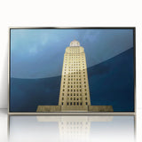 Mid-century modernist art depicting Louisiana scenery in silver frame, acrylic print, suitable for nursery wall art.