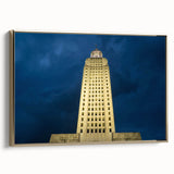 Framed canvas depicting a vintage-style Louisiana landscape in muted gold and black tones, ideal for bedroom wall art.