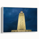 Vintage poster art of a Louisiana landscape on a framed canvas, featuring vibrant colors on a large scale.