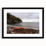 Extra large framed wall art depicting an abstract Acadia, Maine scenery in vibrant, colorful hues.