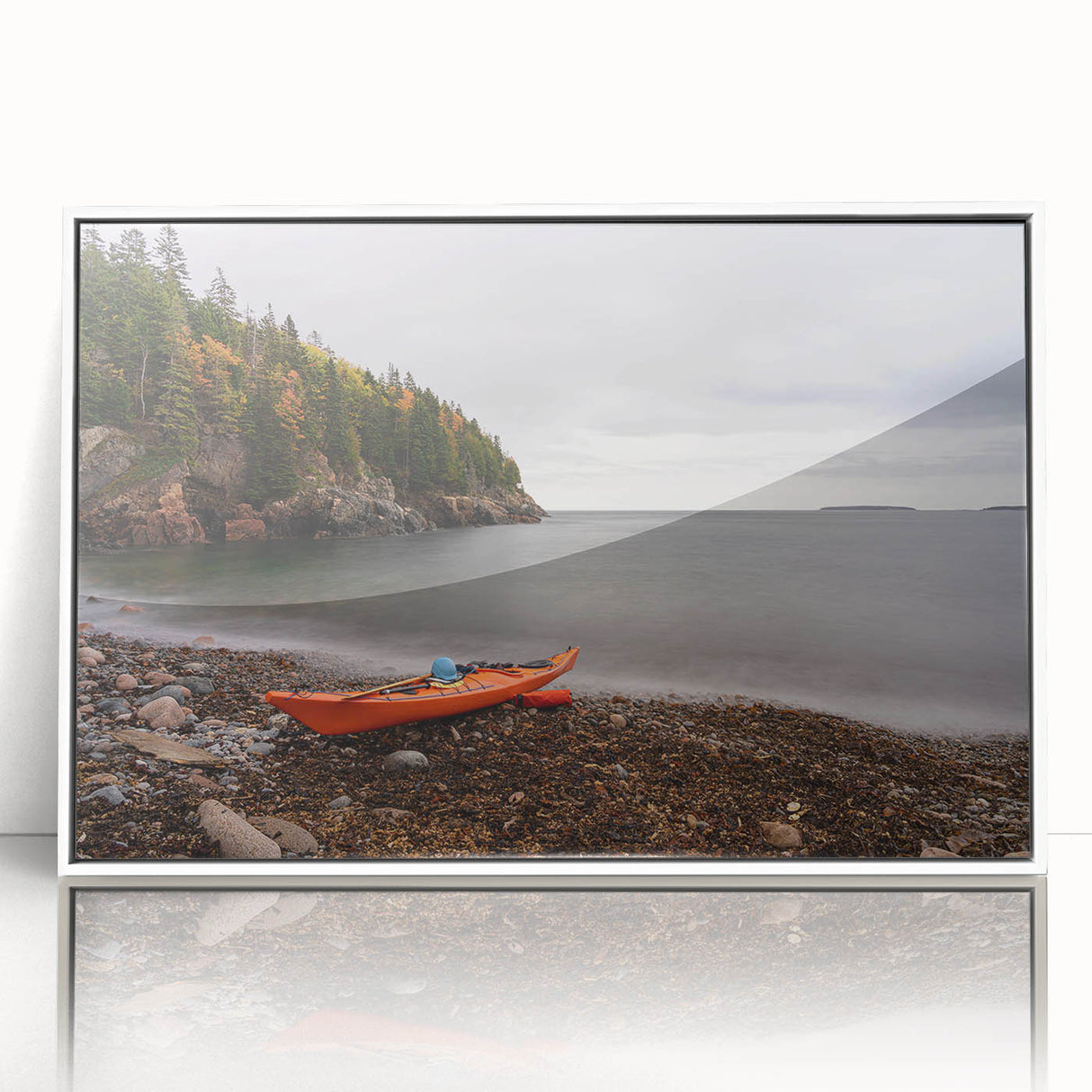 Acadia National Park scenery on a framed acrylic print with soft blue and green tones, suitable as modern art wall decor.