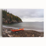 Black and white stretched canvas of Acadia National Park, ideal for kitchen wall art.