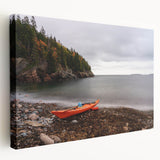 Acadia National Park scenery on large stretched canvas, featuring vibrant green and blue tones.